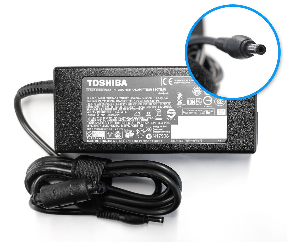 Original Toshiba Netzteil 120 Watt 19V / 6,32A / runder Stecker für Satellite