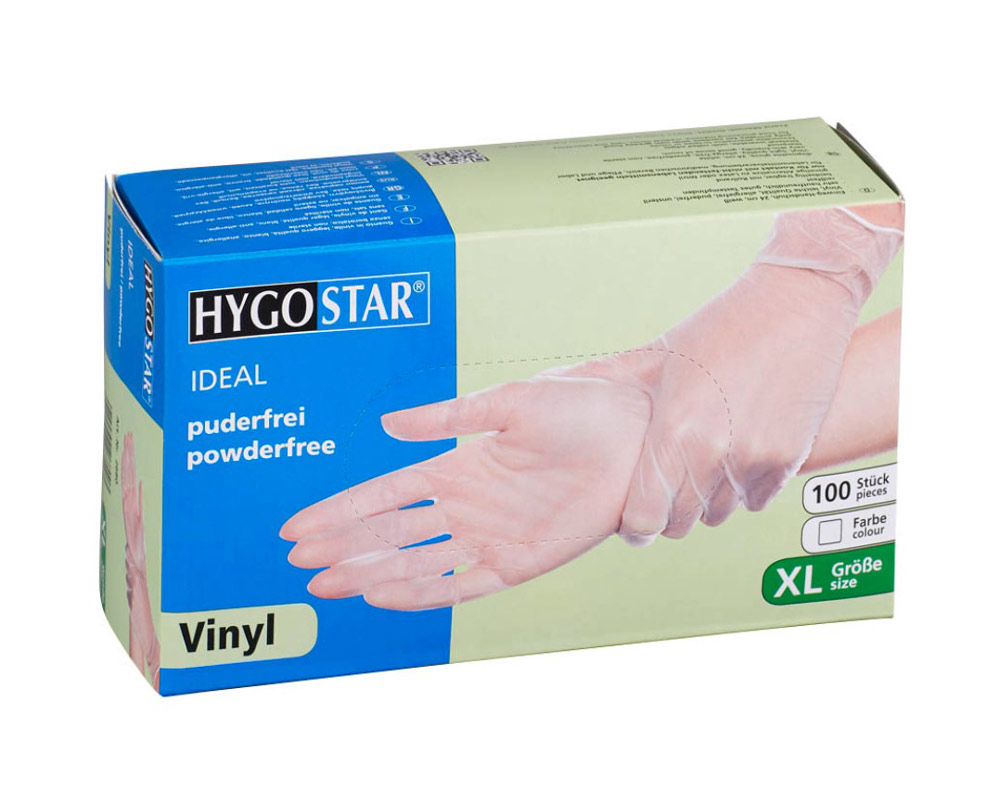 Vinyl-Handschuhe Ideal puderfrei - Größe XL 24cm - transparent weiß - 100er Pack